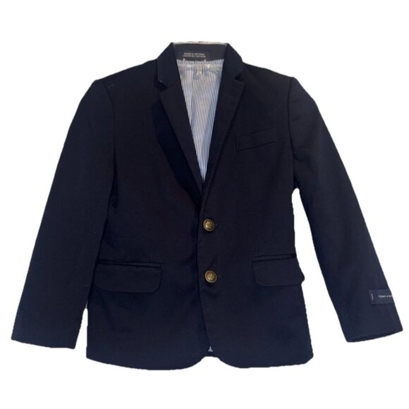 Tommy Hilfiger Boys Navy Blue Brass Buttons Blazer Suit Jacket Sz 6 - Picture 1 of 11